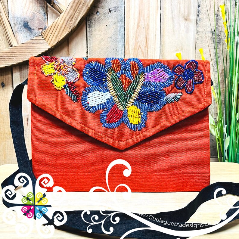 Beaded Boho Crossover - Mexican Bag - Women crossbody Bag Terracotta Morning Glory