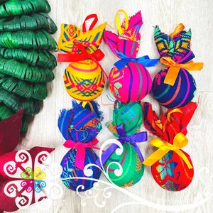 6 pcs Handmade Cambray Ornaments -  Mexican Christmas Ornaments