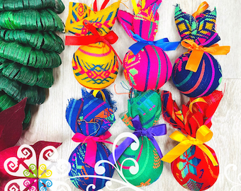 6 pcs Handmade Cambray Ornaments -  Mexican Christmas Ornaments