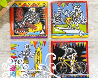 Juego de posavasos del Día de Muertos - Decoración del Día de Muertos