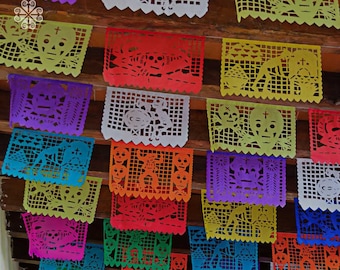 Large Plastic Picado Banners - Day of the Dead Banner - Day of the Dead decor - Dia de Muertos