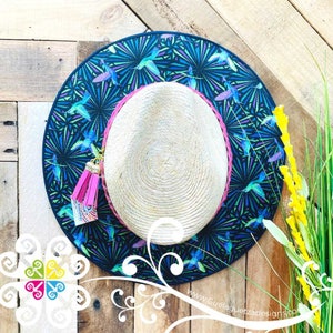 Neon Hummingbirds - Summer Palm Hat - Mexican Sombrero - Beach Sombrero