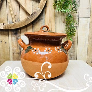 Olla de Barro Bola Decorada - Mexican Clay Olla - Olla Barro