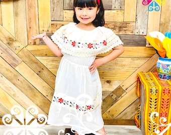 Mexican Embroidered Cinco De Mayo Dress For Girls - Traditional Fiesta Floral Vestidos For Hispanic Celebrations