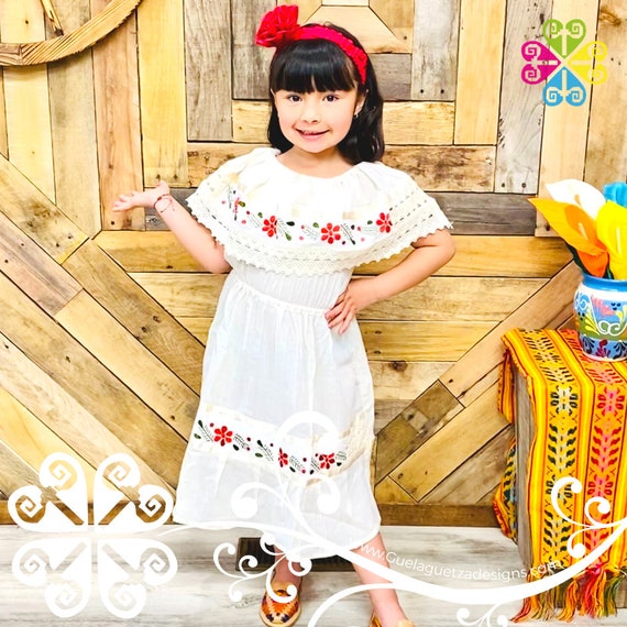 Campesino mexican tricolor dress for 2 years old baby girl