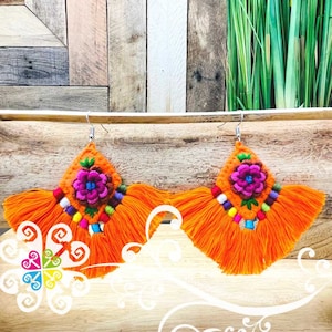 Strings Rhombus Artisan Earrings - Authentic Mexican Earrings - Arete Artesanal