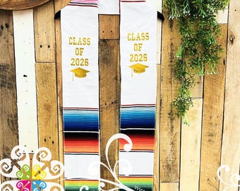 Embroider Sarape Graduation Stole - Mexican Stole - Authentic Stole - Class of 2026