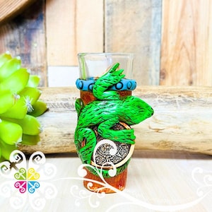 Lizard Tequila Shot Glass - Epoxi Clay Tequilero - Mexican tequilero - Hand Carved Tequila Glass shot