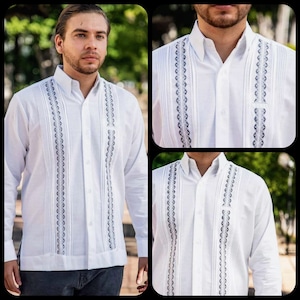 Linen Merida Guayabera- Gray Stripes - Mexican Guayabera