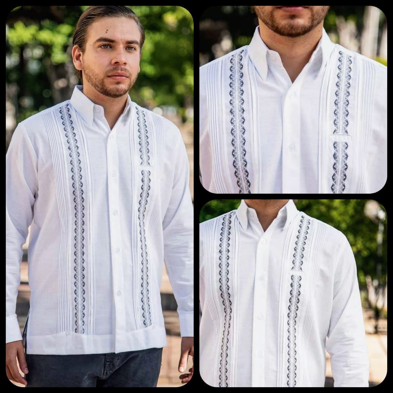 Linen Merida Guayabera- Gray Stripes Mexican Guayabera