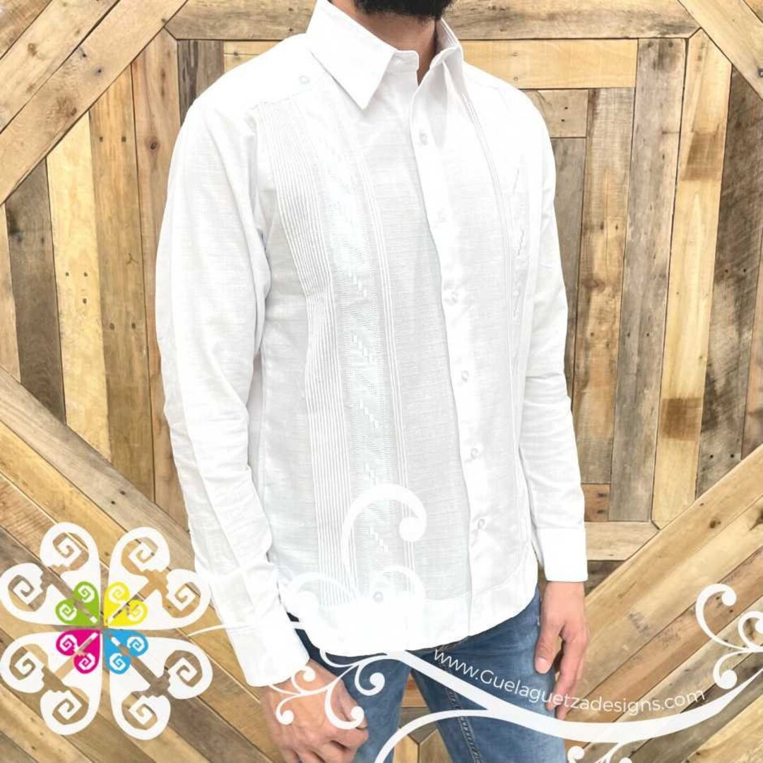 White Embroider Guayabera Presidencial Linen Guayabera