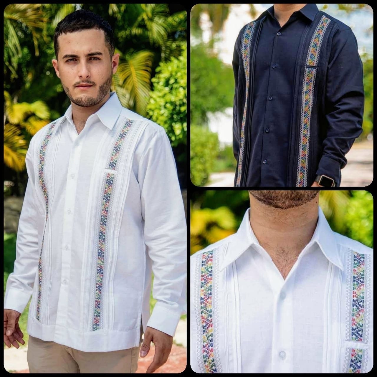Linen Merida Guayabera- Multicolor Stripes - Mexican Guayabera - Etsy