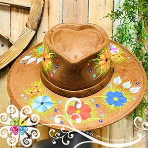 Tan Heart Mitla Velvet Hat - Hand Painted Hat main image 0