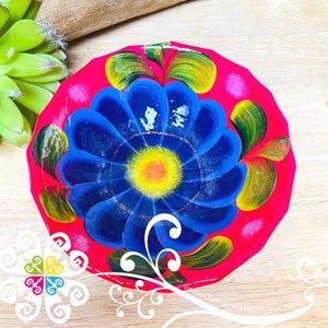 Fuchsia Guerrero Hand Painted Salsa Bowl - Salcero De Barro - Mexican Bowl