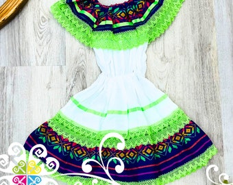 Purple Embroidered Mexican Campesino Dress - Colorful Cambray Fabric, Fiesta Outfit