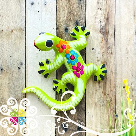 Medium Hand Paint Clay Lizard - Mexican Lizard Decor - Etsy
