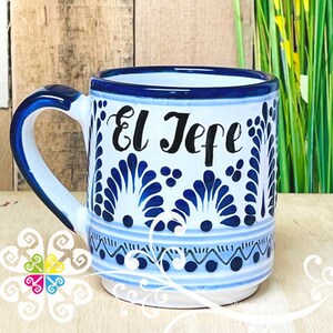 El Jefe Blue Talavera Mug - Mexican Mug - Taza Talavera