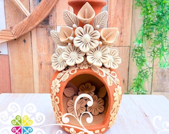 Vintage Mexican Handmade Talavera Pottery Pair of Vases Vibrant