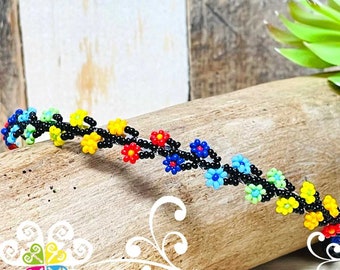 Floral Vine Beaded Headband - Diadema - Mexican Headband