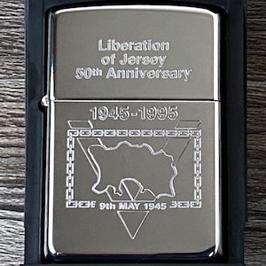 Zippo - 1995 Jersey Liberation 50 Years Zippo Lighter, Rare, Limited Edition Zippo in Box