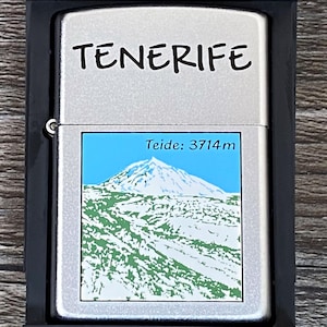 Zippo - 2001 Tenerife &#39;Mount Teide&#39; Zippo Lighter, Rare Retired Souvenir Zippo in Box