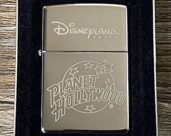 Zippo - 1999 Disneyland Paris Planet Hollywood Zippo Lighter, Very Rare, Retired Disney Souvenir, New in Tin