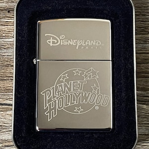 Zippo - 1999 Disneyland Paris Planet Hollywood Zippo Lighter, Very Rare, Retired Disney Souvenir, New in Tin