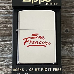 Zippo - Zapalniczka Zippo San Francisco z 1988 r., zabytkowa, wycofana z użytku, pamiątkowa Zippo, jak nowa w pudełku