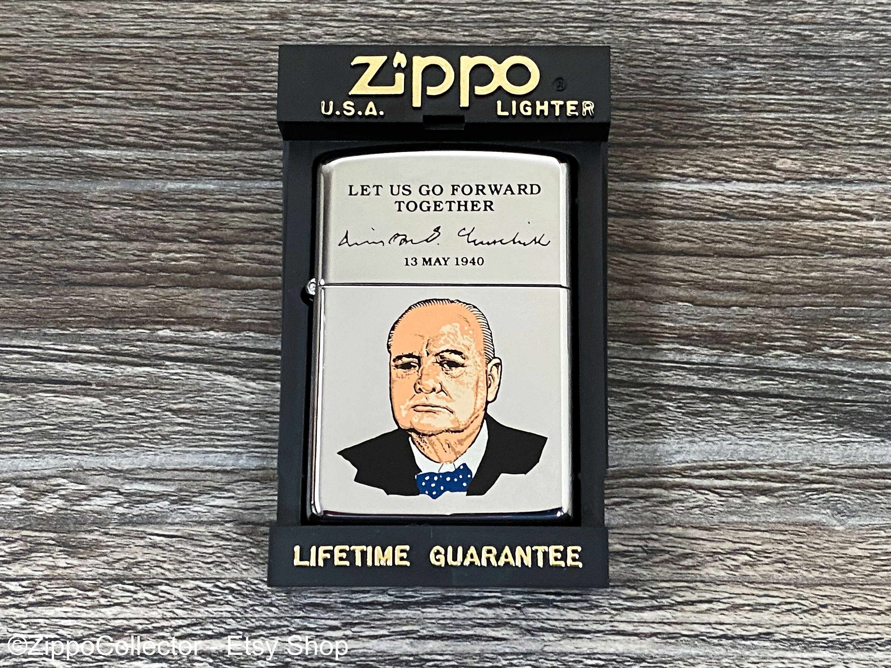 1991 Winston Churchill Zippo Lighter, WW2, Hard to Find, Like New 