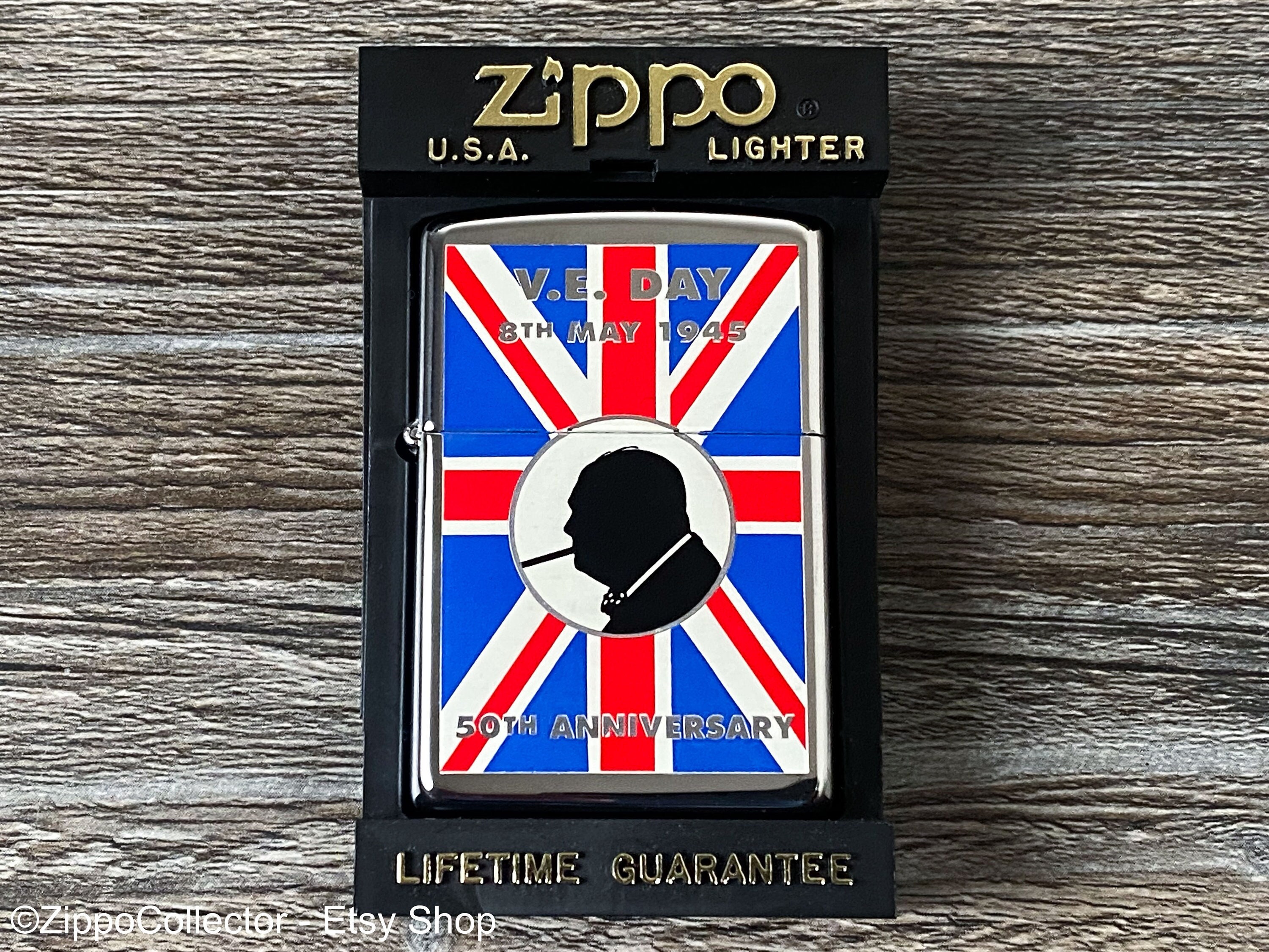 1995 VE Day 50th Anniversary Zippo Lighter, Winston Churchill, WW2 