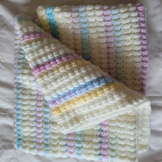 Cluster stitch crochet baby blanket sale