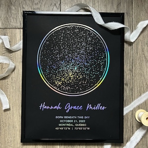 Personalized Star Map Foiled Print Custom Night Sky Print Unique Star Chart image 1