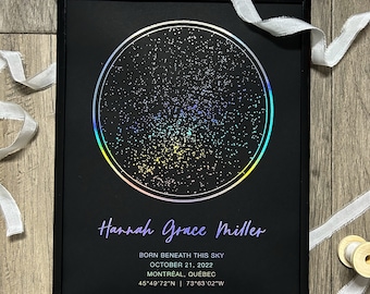 Personalized Star Map Foiled Print | Custom Night Sky Print | Unique Star Chart