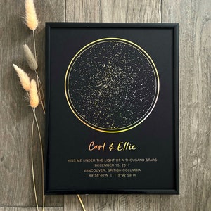 Personalized Star Map Foiled Print Custom Night Sky Print Unique Star Chart image 2