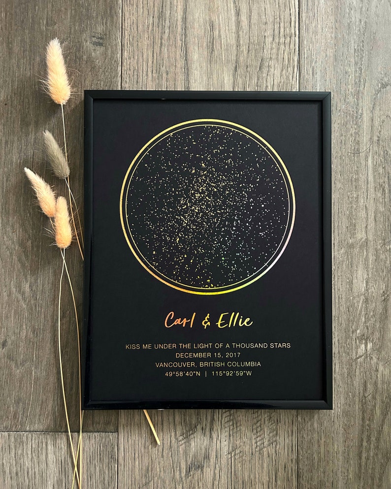 Personalized Star Map Foiled Print Custom Night Sky Print Unique Star Chart image 2