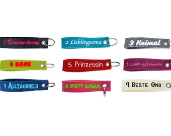 Schlüsselanhänger Schlüsselband Filz personalisiert individuell Name Text Geschenk Geburtstag Abschied Schule Hochzeit Weihnachten Wichteln