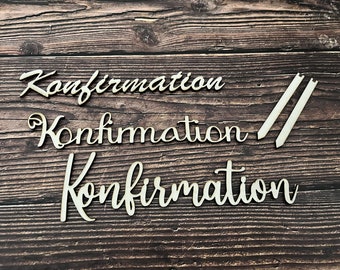 Konfirmation modern aus Holz Schild | Geschenk individuell Cake Topper Kirche Fest Feier Torte Aufsatz Kuchen individuell handmade gelasert