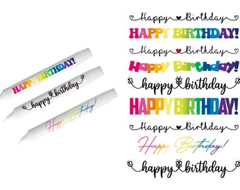 PDF Candle tattoos HAPPY BIRTHDAY colorful motifs | water slide film | Decorate candles | Sayings Handmade Birthday Candle Foil Template