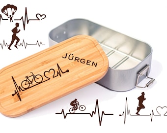 Lunchbox Dose mit Namen Name Jogger Fahrrad Mountainbike Fallschirm Geschenk Brotdose Personalisierte Erinnerungskiste Holzkiste Holzbox