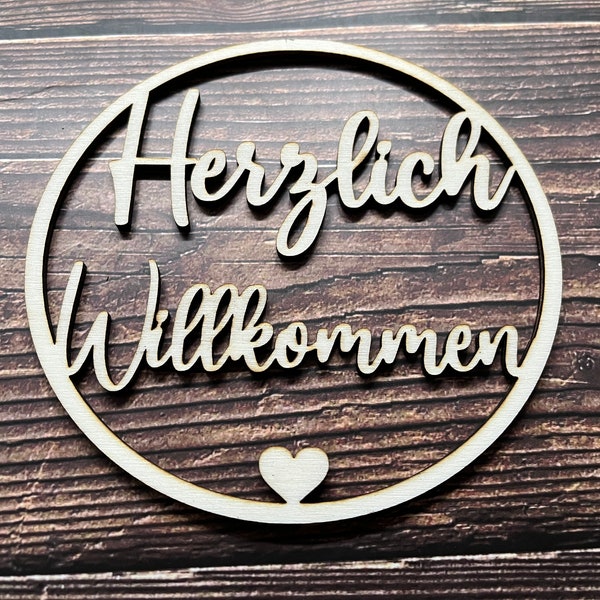 Herzlich Willkommen Herz modern aus Holz Schild Spruch Geschenk Hochzeit Einzug Umzug Geschenkidee Geschenk Tür Eingang