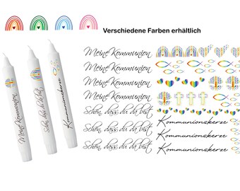 Kerzentattoos verschiedene Motive | Wasserschiebefolie | Kerzen dekorieren | Sprüche Kommunion Fische Ichthys Kreuz Baum Fisch PDF