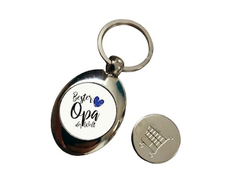 Keychain Best Grandpa in the World with Heart Chip Gift