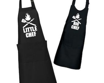 Schürze Set Papa Sohn Little Chef Big Chef Besteck auch für Vater Tochter