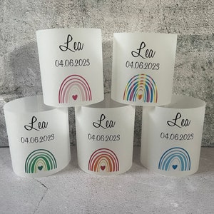 6 x light covers rainbow small baptism confirmation communion confirmation customized with name and date lanterns decoration birthday