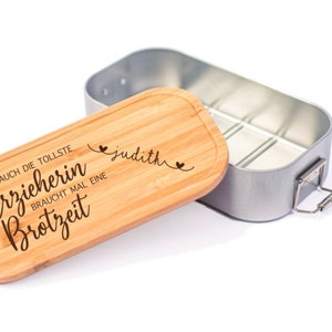 Brotdose Auch die tollste Erzieherin braucht mal eine Brotzeit  Geschenk Brotdose Personalisierte Erinnerungskiste lunchbox mit Namen