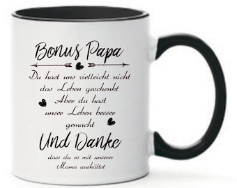 Tasse Farbwuselei Unser Bonus Papa Farbwahl Geschenk beidseitig Bedruckt Spülmaschinenfest Kaffeetasse Mama Danke … Vatertag