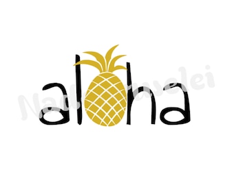 Aloha Ananas Bügelbild zum aufbügeln pineapple schwarz gold handmade individuell