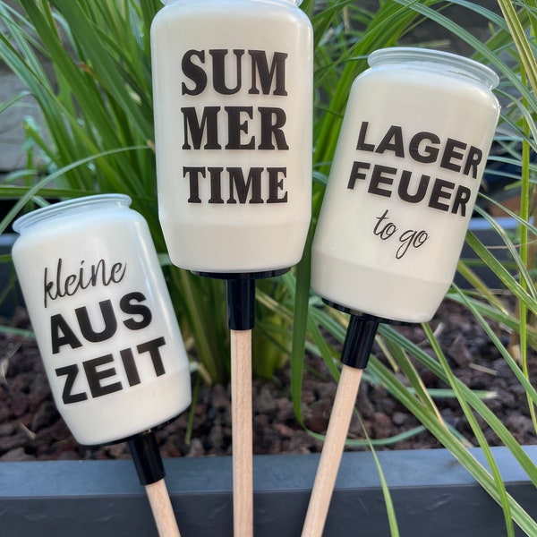 GARTENFACKEL kleine Auszeit SUMMERTIME Lagerfeuer to go Kerze Kerzen Geschenkidee lächeln lachen Gartenfeier Balkon