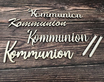 Kommunion modern aus Holz Schild | Geschenk individuell Cake Topper Kirche Fest Feier Torte Aufsatz Kuchen