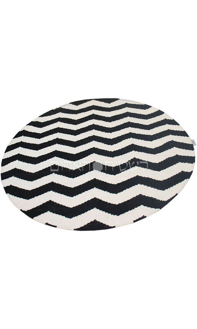 SALE Black White Rug Handmade Round Geometric Kilim Carpet Etsy